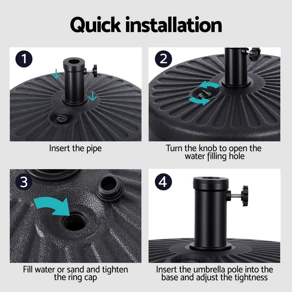 Outdoor Umbrella Base Weight Round Plastic Pole Holder 30-48mm Beach