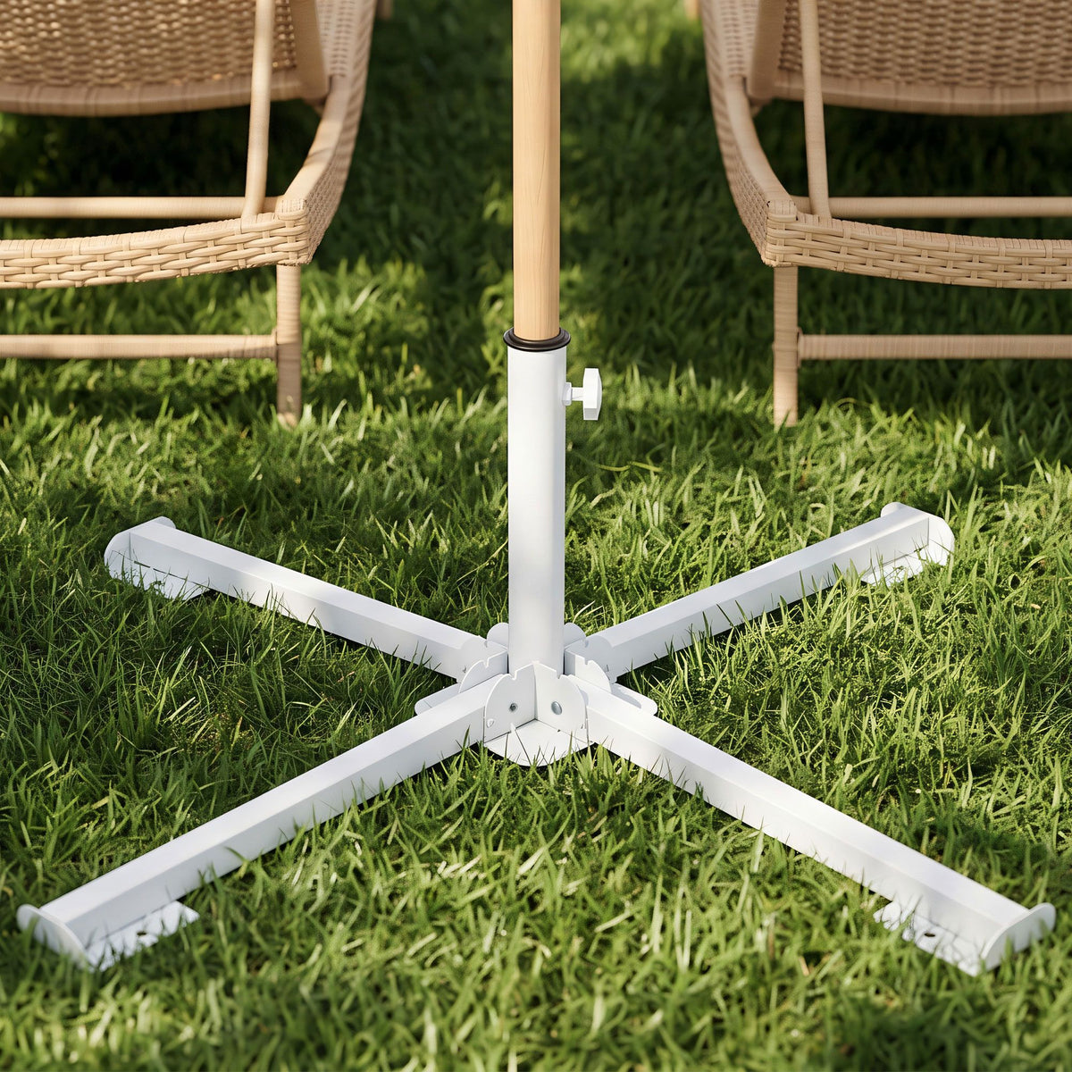 Instahut Foldable Outdoor Umbrella Base Steel Cross Stand 25-35mm Holder White