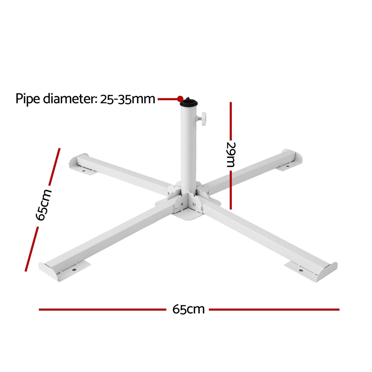 Instahut Foldable Outdoor Umbrella Base Steel Cross Stand 25-35mm Holder White