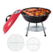 Compact Charcoal Grill – 34cm Stainless Steel BBQ, Portable, Black/Red