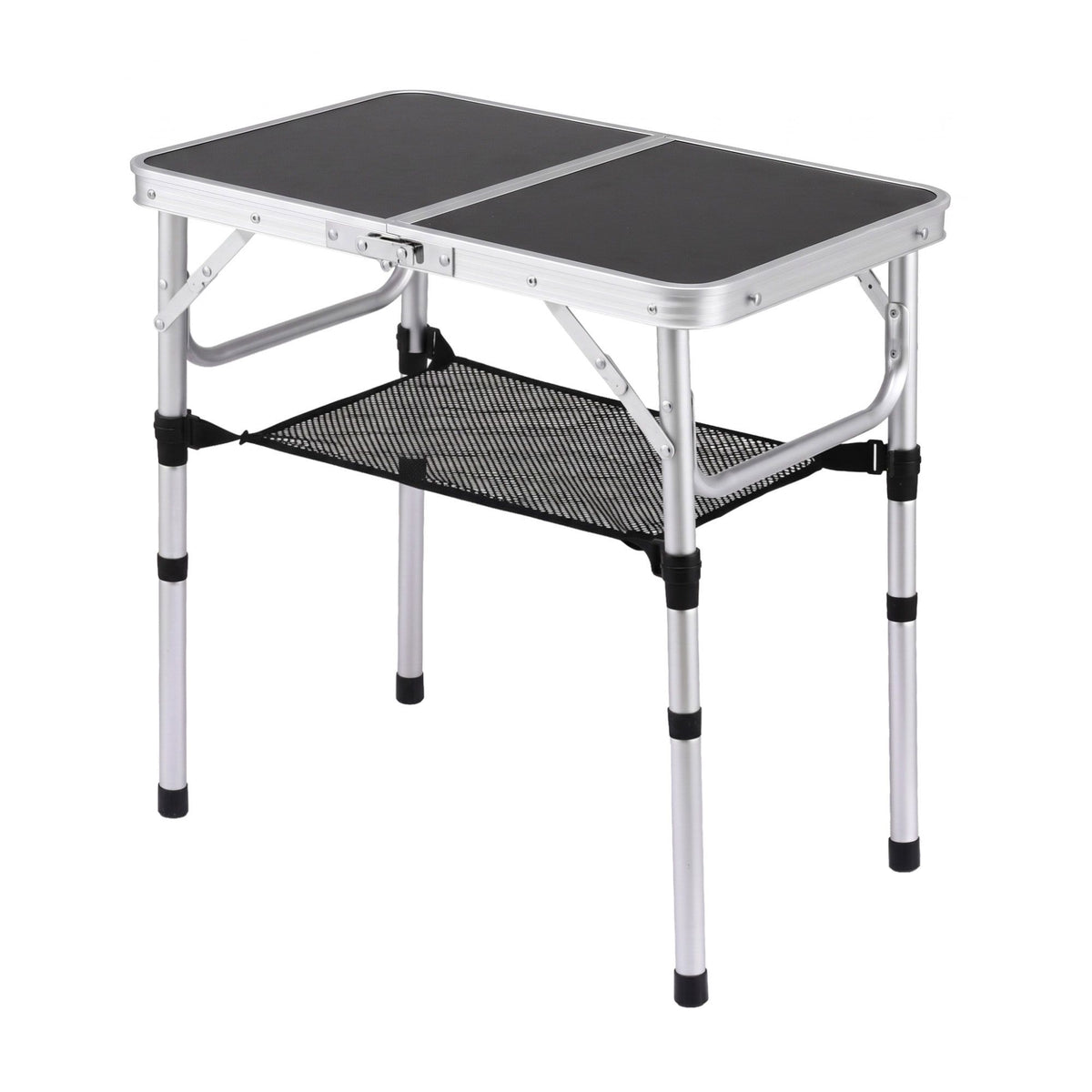 Weisshorn Folding Camping Table Adjustable Aluminium 60 x 40 cm Black