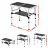 Weisshorn Folding Camping Table Adjustable Aluminium 60 x 40 cm Black