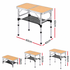 Weisshorn Folding Camping Table Adjustable Aluminium 60 x 40 cm Wood Grain