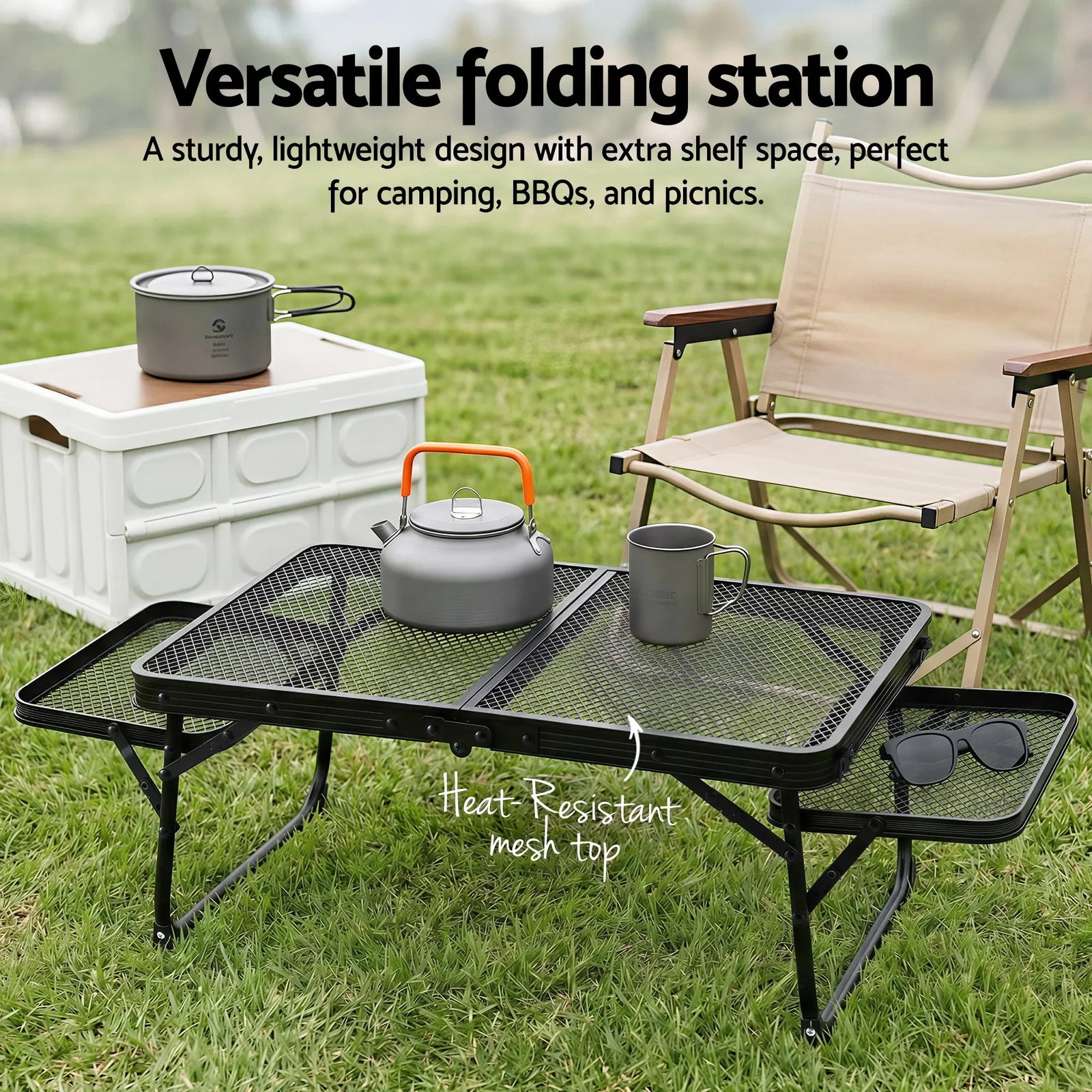 Camping Table Mesh Desktop Lightweight Portable Outdoor Folding Grill Desk