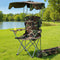 Weisshorn Camping Chair With Canopy Folding Outdoor Portable Seat Lightweight Beach Picnic Fishing Capacity 120KG Army Green