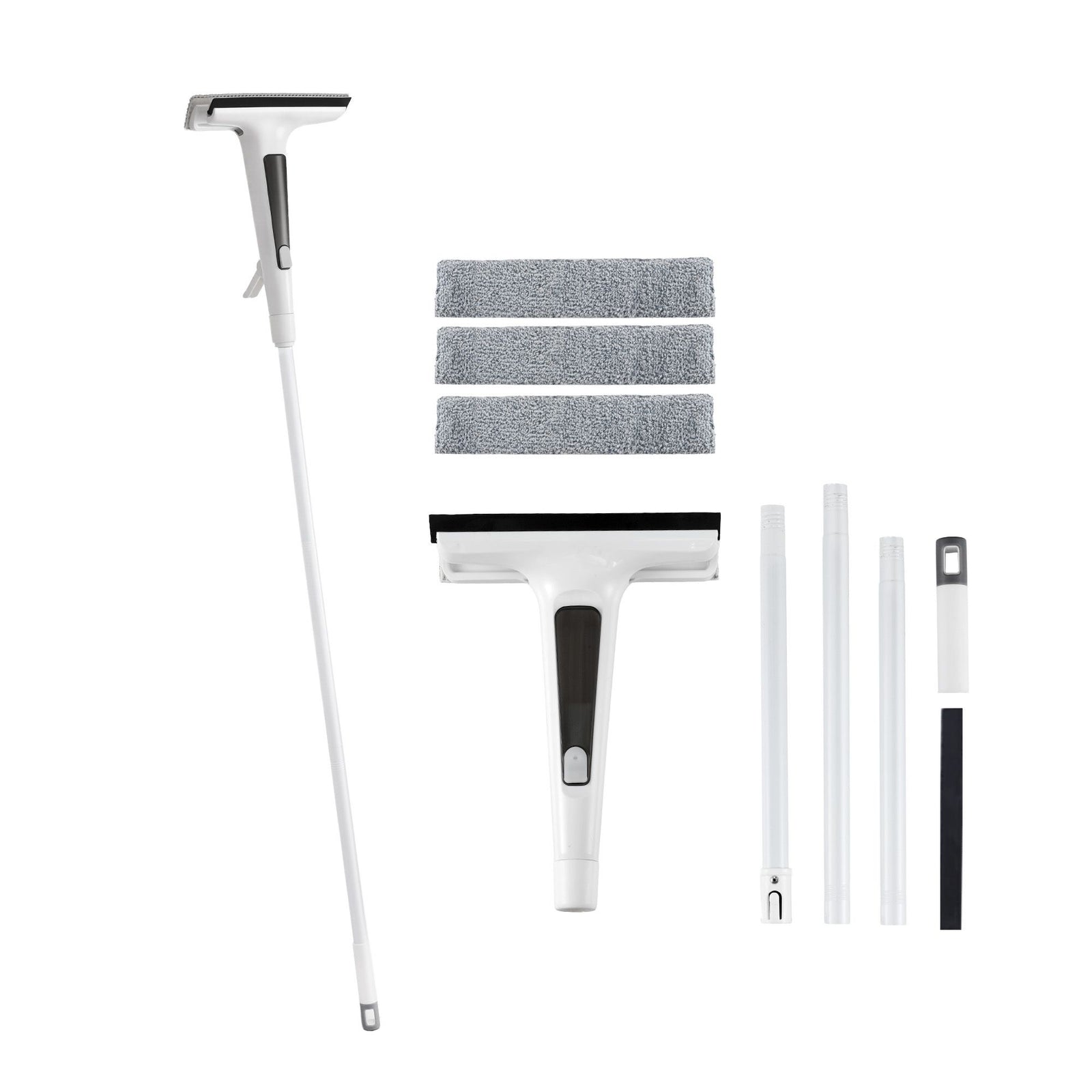2‑in‑1 Window Cleaner – Spray Head, Microfiber Pads, Extendable 104–136cm