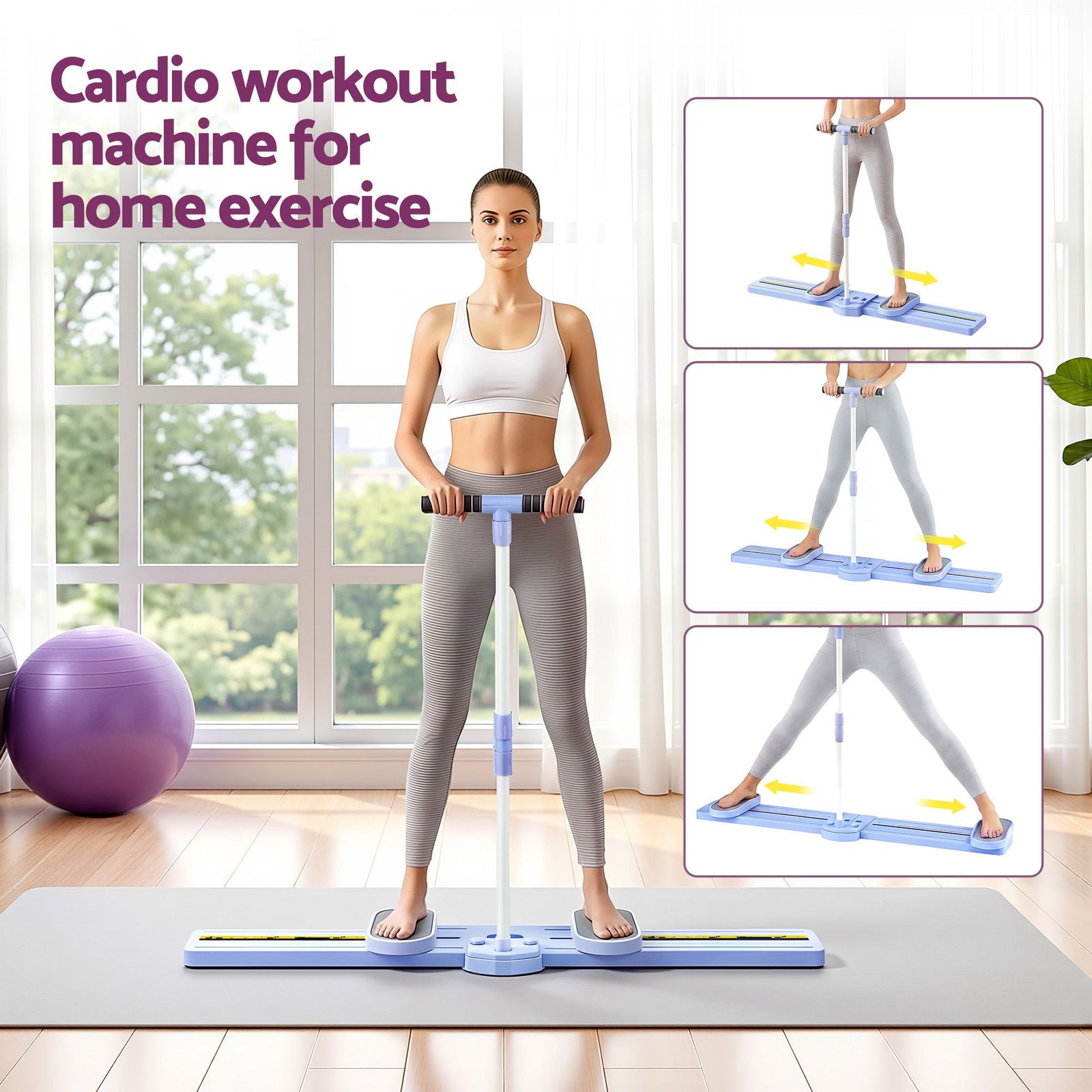 Thigh Hip Exerciser Home Ski Leg Trainer Machine Fitness Cardio Foldable