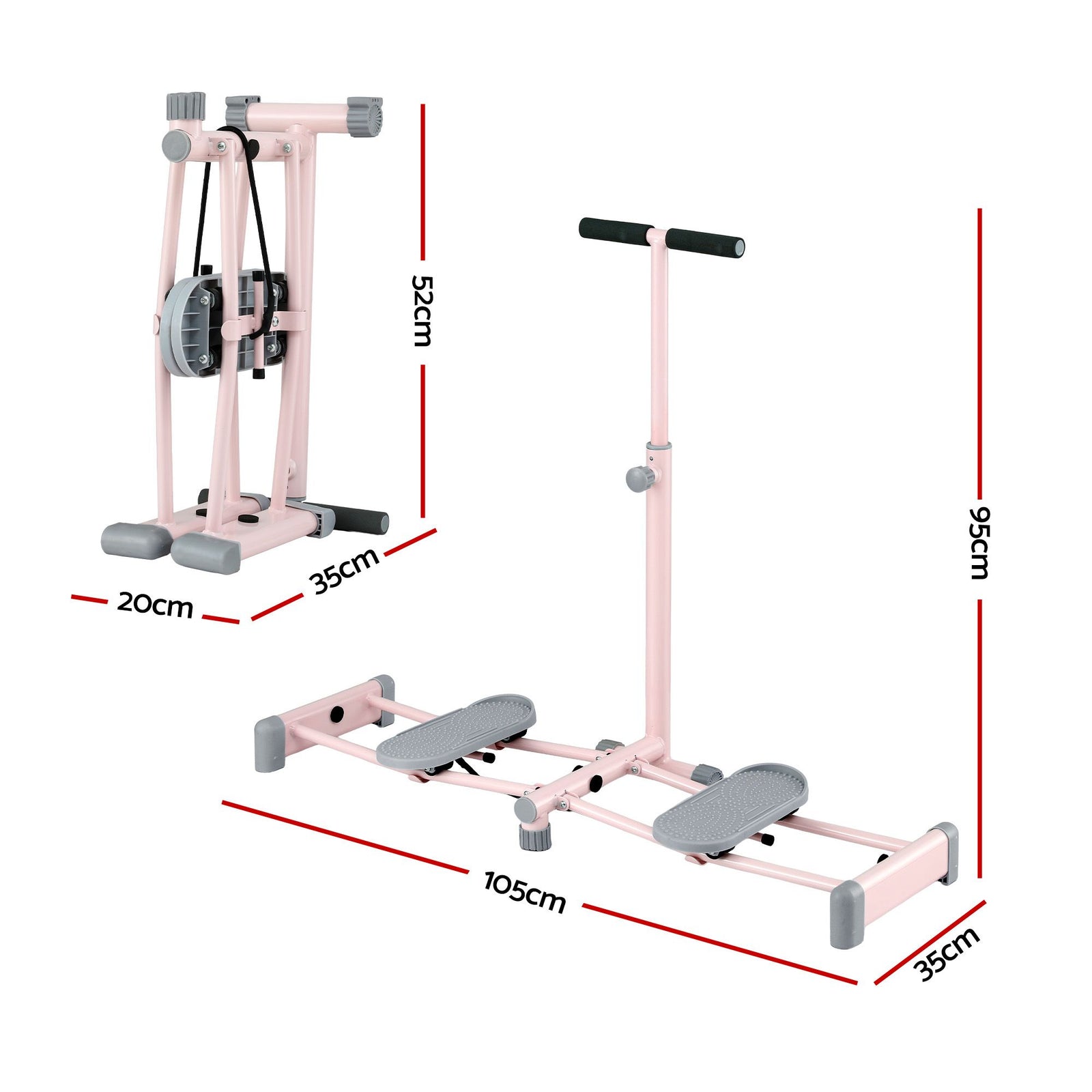 Foldable Ski Exercise Machine Leg Thigh Trainer Home Fitness Cardio Pink