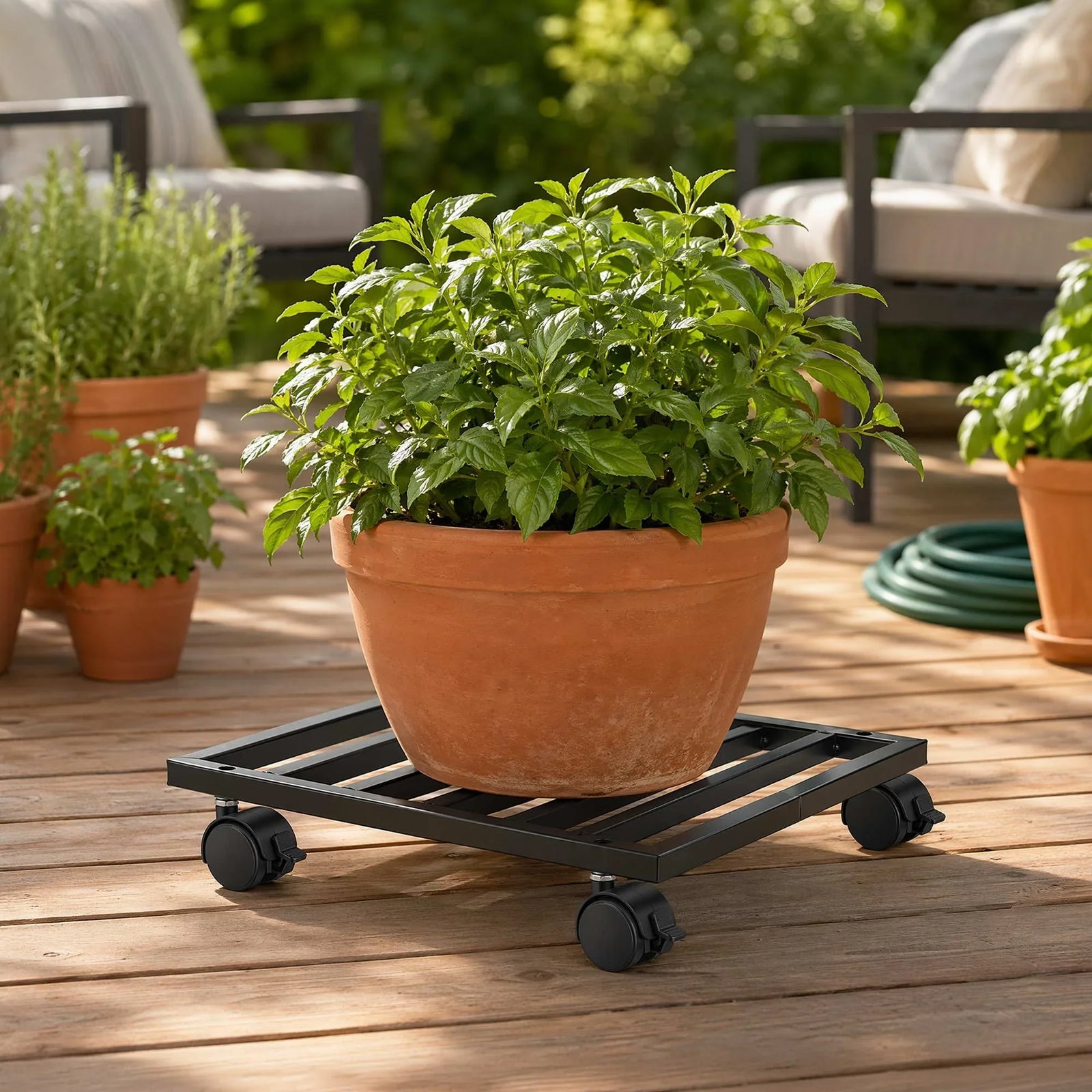 Plant Caddy Set of 3 – Heavy‑Duty Rolling Pot Trolleys, 32cm, Indoor/Outdoor