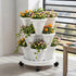3 Tier Stackable Vertical Planter Tower Strawberry Pot Wheels White