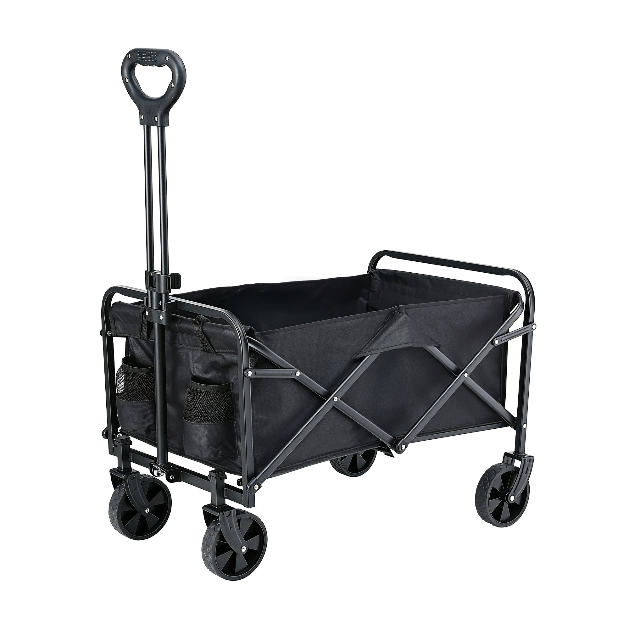 Garden Cart Folding Trolley Camping Wagon Barrow Outdoor Beach Black