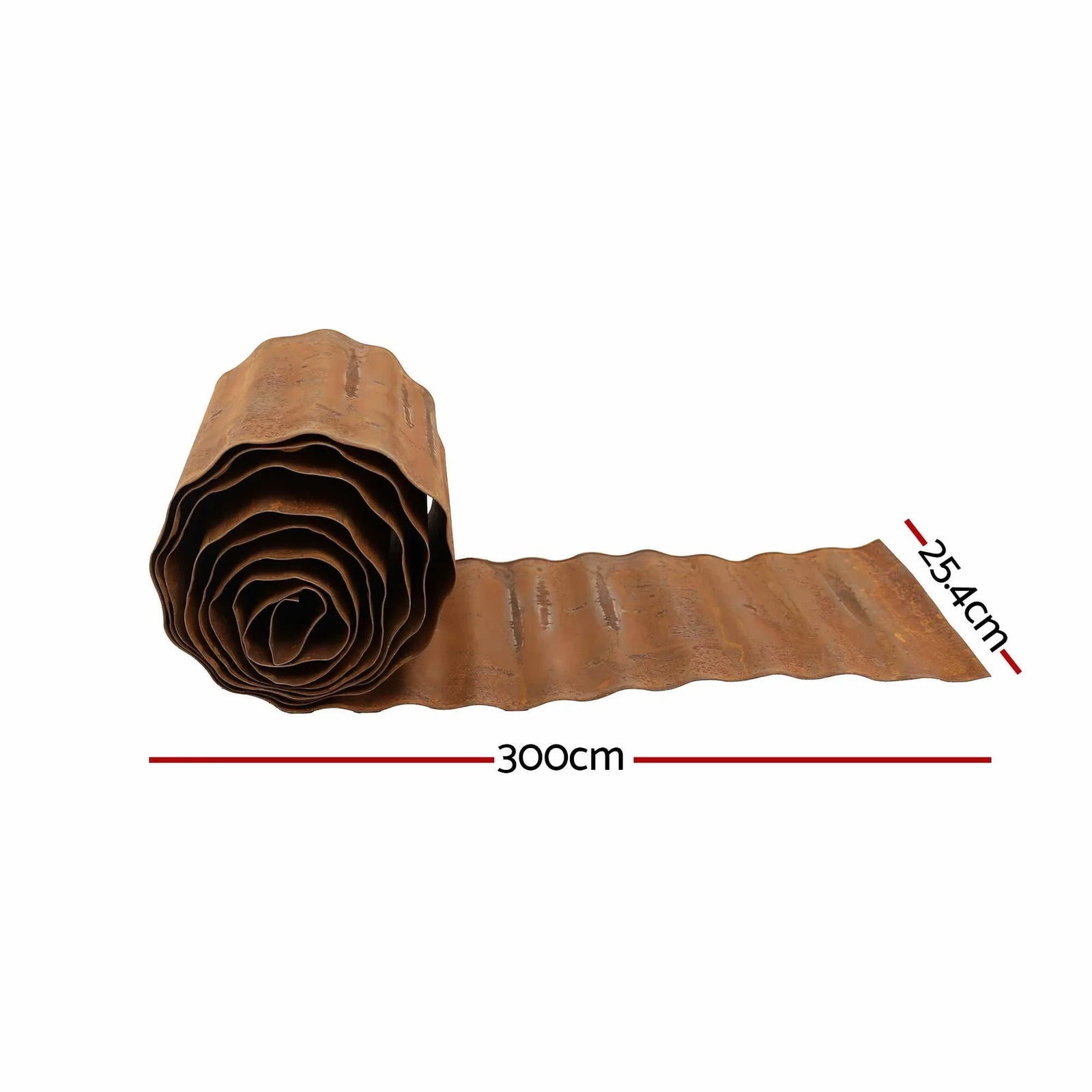 Metal Garden Edging – 10ft Flexible Corrugated Steel Lawn Border, Rust