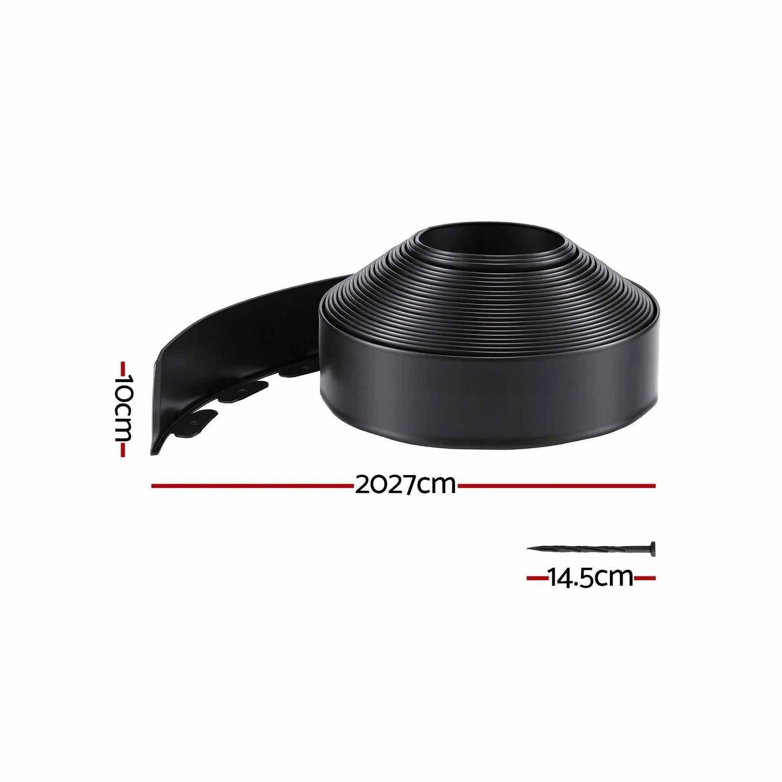 Garden Landscape Edging – Flexible PP No‑Dig Border, 10pcs + 60 Nails, Black