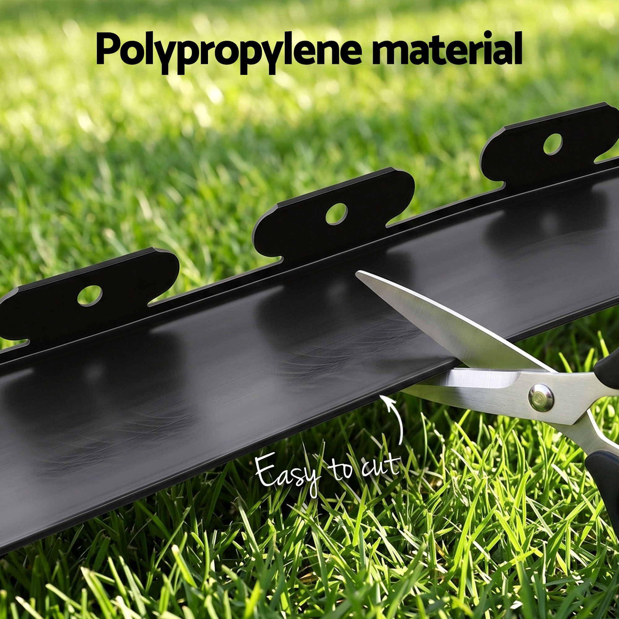 Garden Landscape Edging – Flexible PP No‑Dig Border, 10pcs + 60 Nails, Black