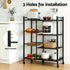 4-Tier Kitchen Rack Microwave Bakers Storage Shelf with 3 Baskets Wheels