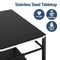 BBQ Camp Party Table, Garden Backyard Outdoor Cart Stainless Steel Prep Table Mobile Kitchen Trolley Heavy Duty with Wheels Tank Holder Hooks, Black