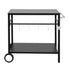 BBQ Camp Party Table, Garden Backyard Outdoor Cart Stainless Steel Prep Table Mobile Kitchen Trolley Heavy Duty with Wheels Tank Holder Hooks, Black