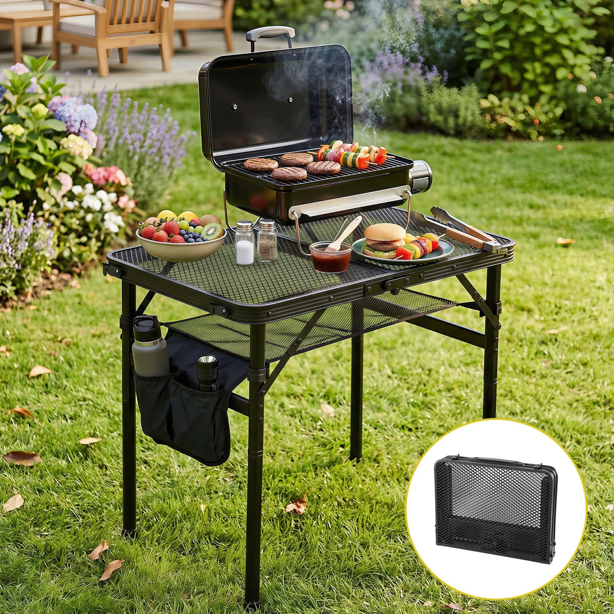 Heavy‑Duty Camping Mesh Table with 30kg Capacity & Foldable Portable Design