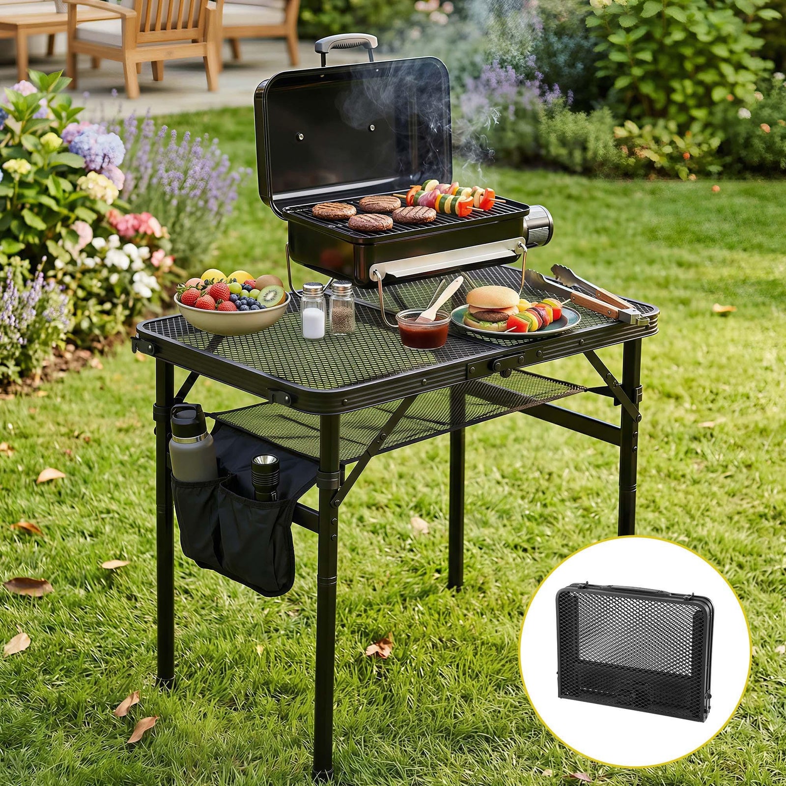 Heavy‑Duty Camping Mesh Table with 30kg Capacity & Foldable Portable Design