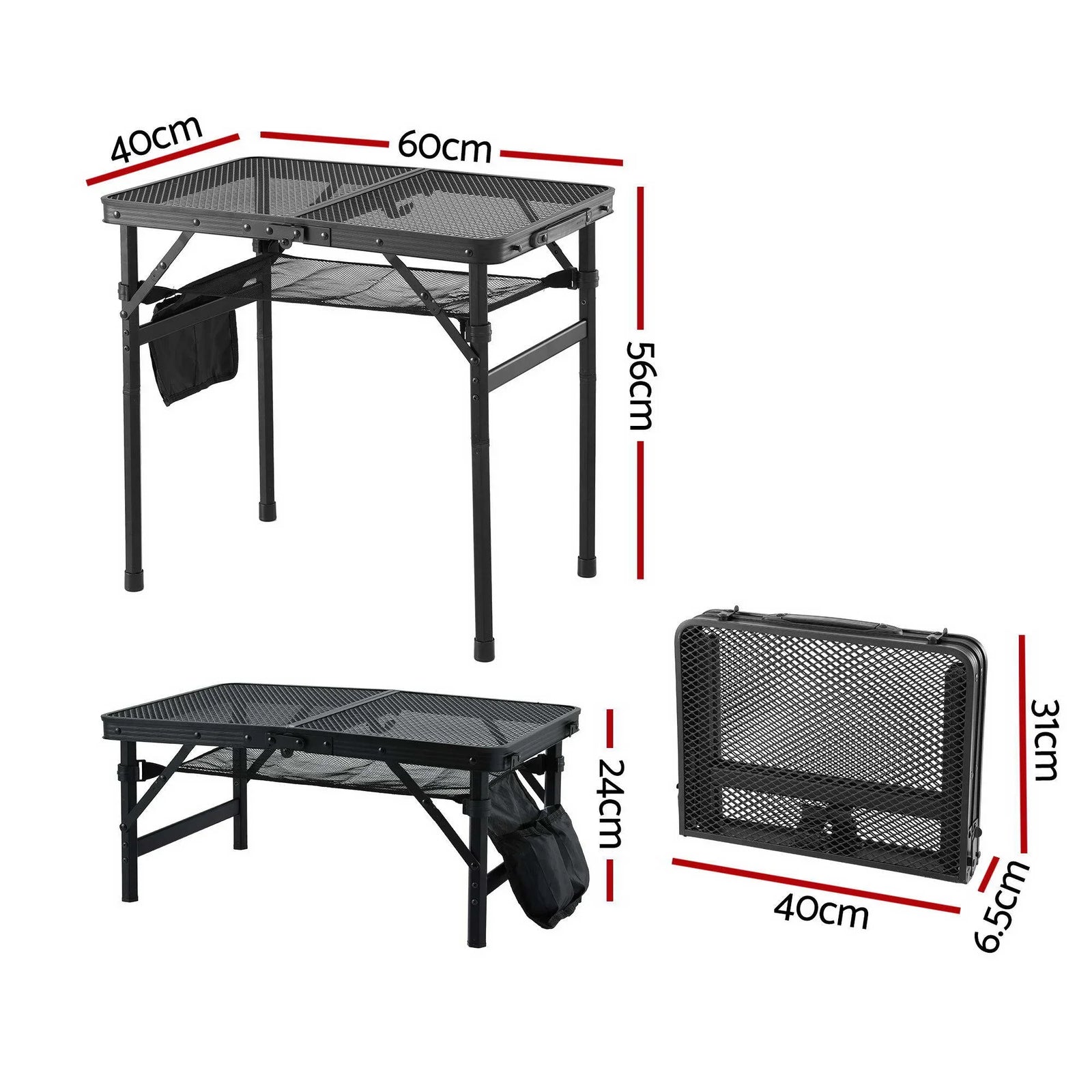Heavy‑Duty Camping Mesh Table with 30kg Capacity & Foldable Portable Design