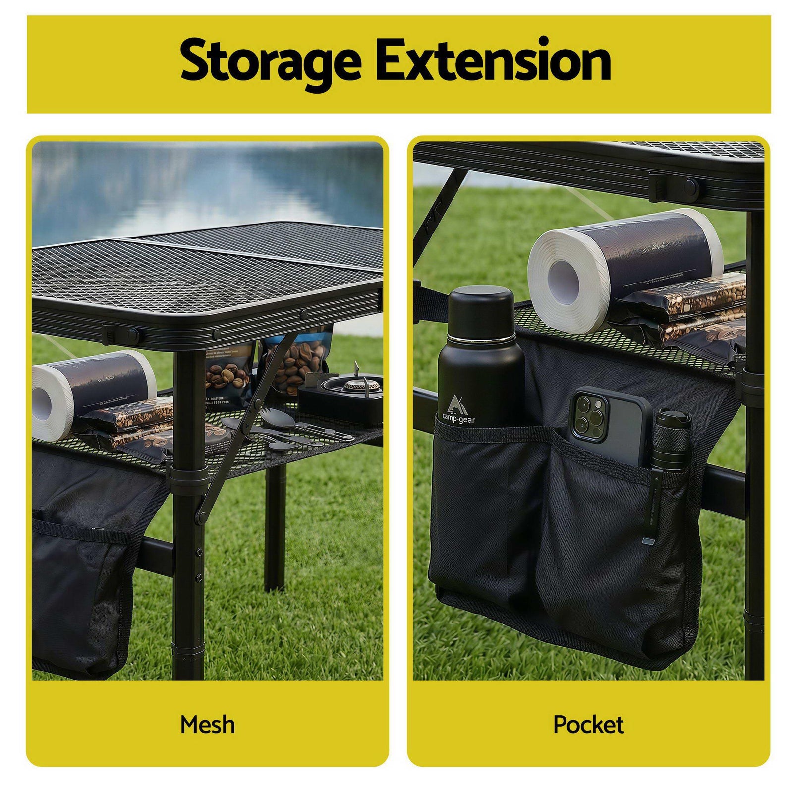 Heavy‑Duty Camping Mesh Table with 30kg Capacity & Foldable Portable Design
