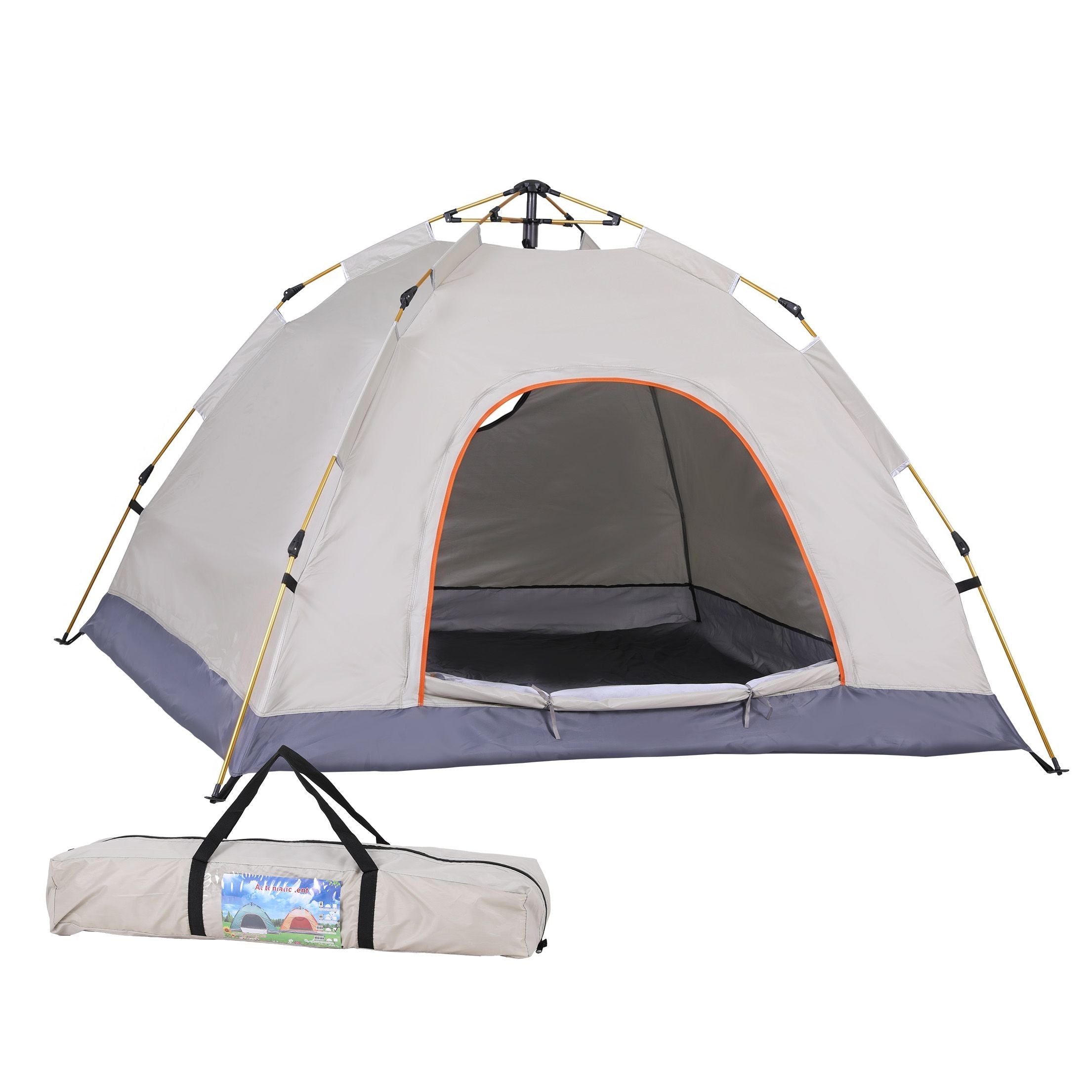 Camping Tent 2–3 Person – Instant Pop Up, PU3000, Oxford Cloth, Beige