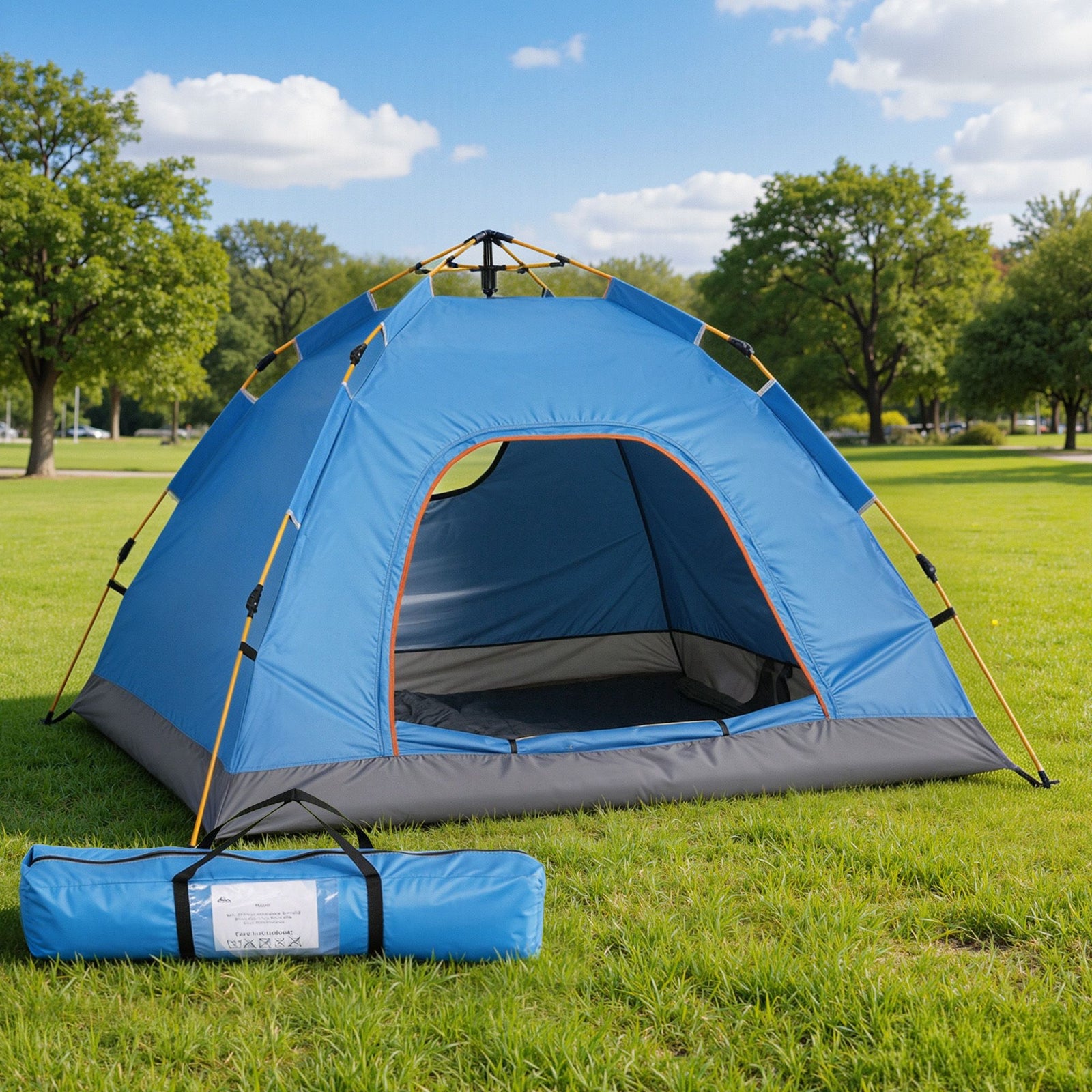Auto Pop Up Tent – 2–3 Person, 210D Oxford, PU3000, Blue