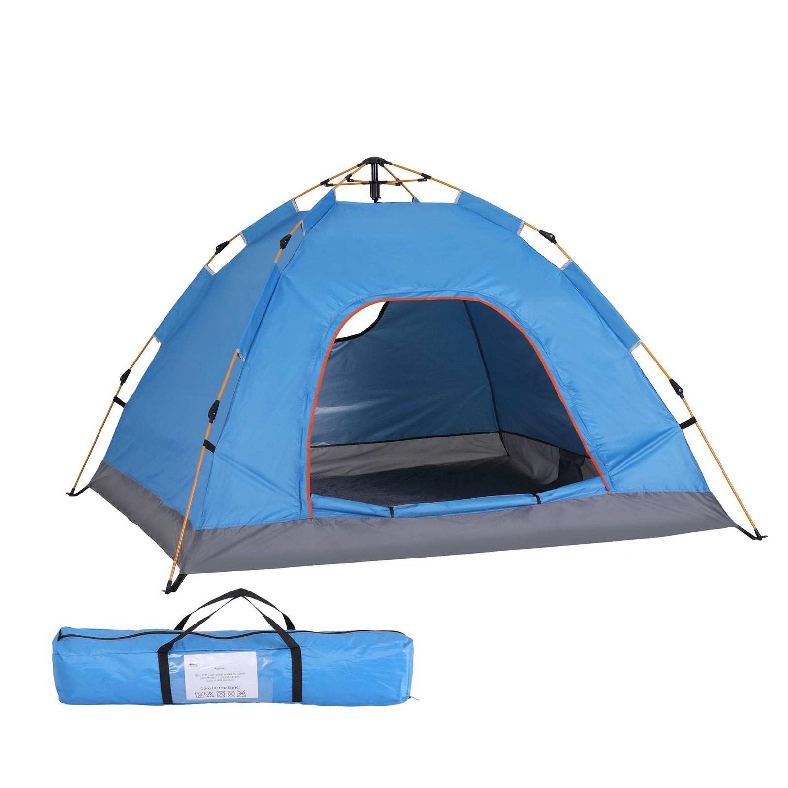 Auto Pop Up Tent – 2–3 Person, 210D Oxford, PU3000, Blue