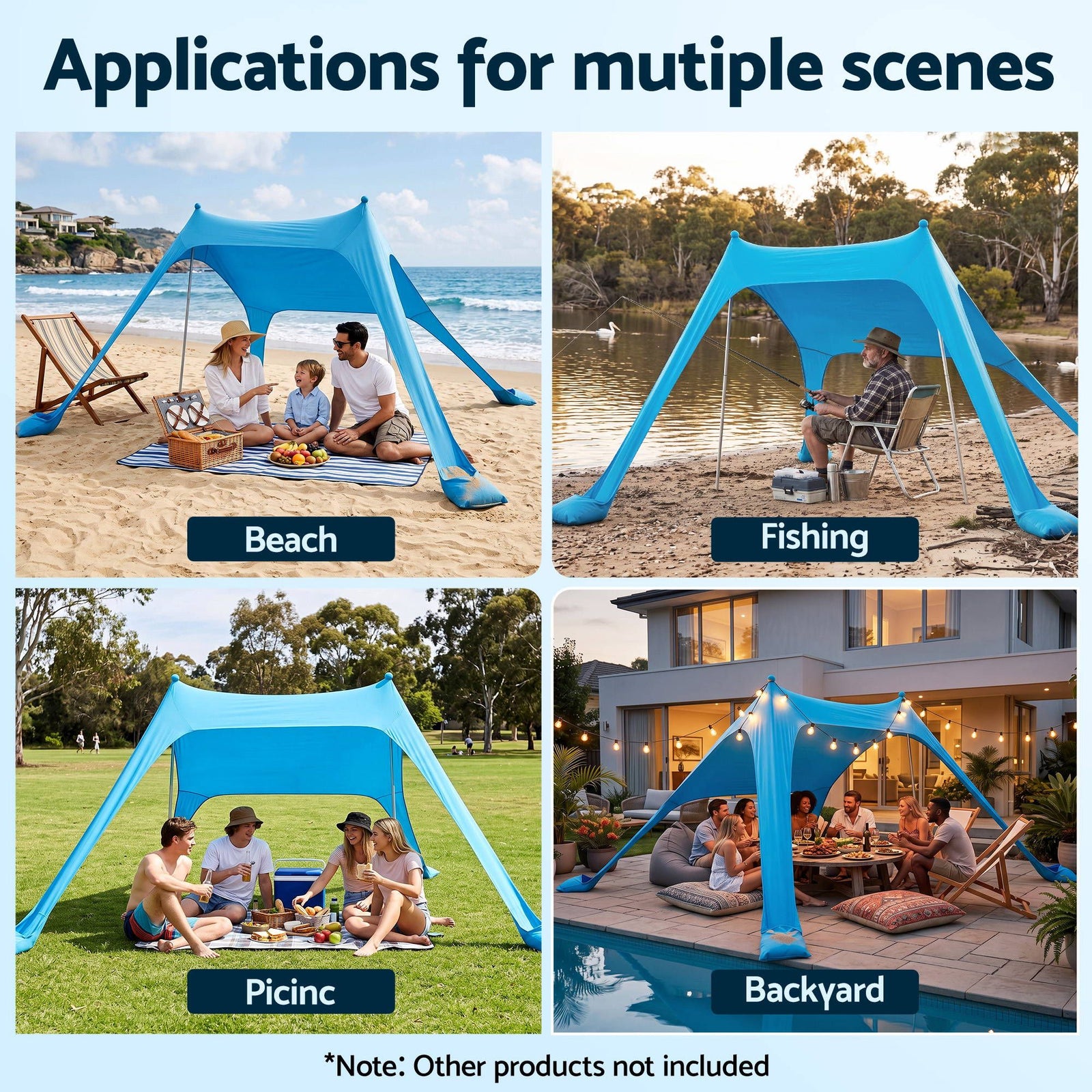 Weisshorn Camping Tent Beach Tent Canopy Sun Shelter Portable Blue