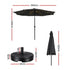 Outdoor Umbrella 2.9m Market Umbrella with Base String Light Black
