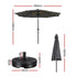 Outdoor Umbrella 2.9m Market Umbrella with String Light Tilt Charcoal Shade