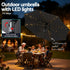 Outdoor Umbrella 2.9m Market Umbrella with String Light Tilt Charcoal Shade