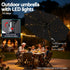 Outdoor Umbrella 2.9m Market Umbrella with String Light Tilt Black