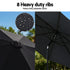 Outdoor Umbrella 2.9m Market Umbrella with String Light Tilt Black