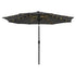 Outdoor Umbrella 2.9m Market Umbrella with String Light Tilt Charcoal Shade