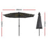 Outdoor Umbrella 2.9m Market Umbrella with String Light Tilt Charcoal Shade