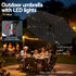 Outdoor Umbrella 2.9m Market Umbrella with String Light Tilt Charcoal Shade