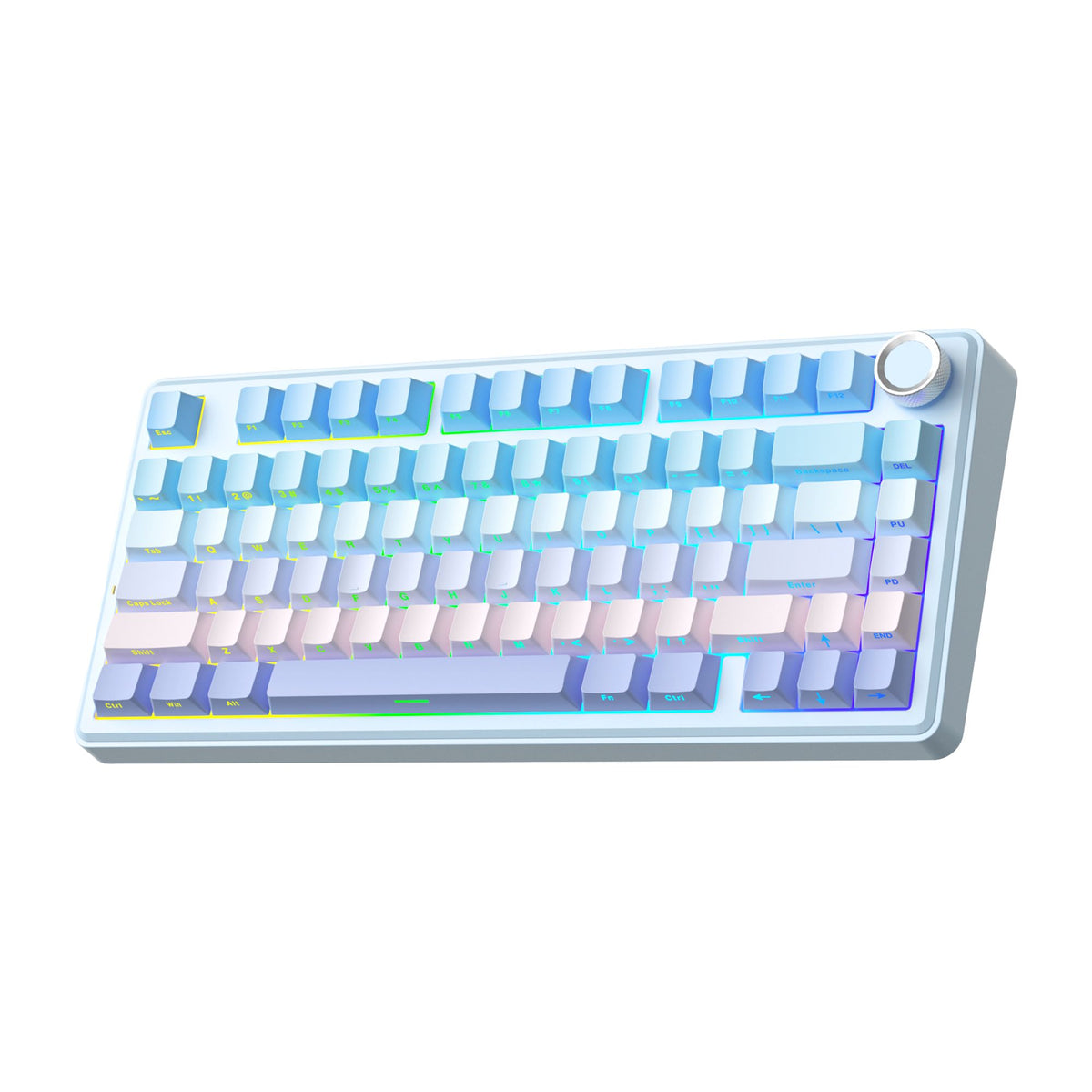 SOLAKAKA A75 Wireless Mechanical Keyboard 75% Gasket Hot-Swap RGB Knob Blue