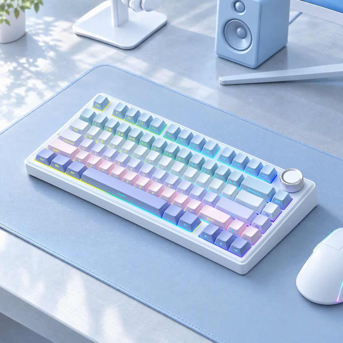 SOLAKAKA A75 Wireless Mechanical Keyboard 75% Gasket Hot-Swap RGB Knob Blue
