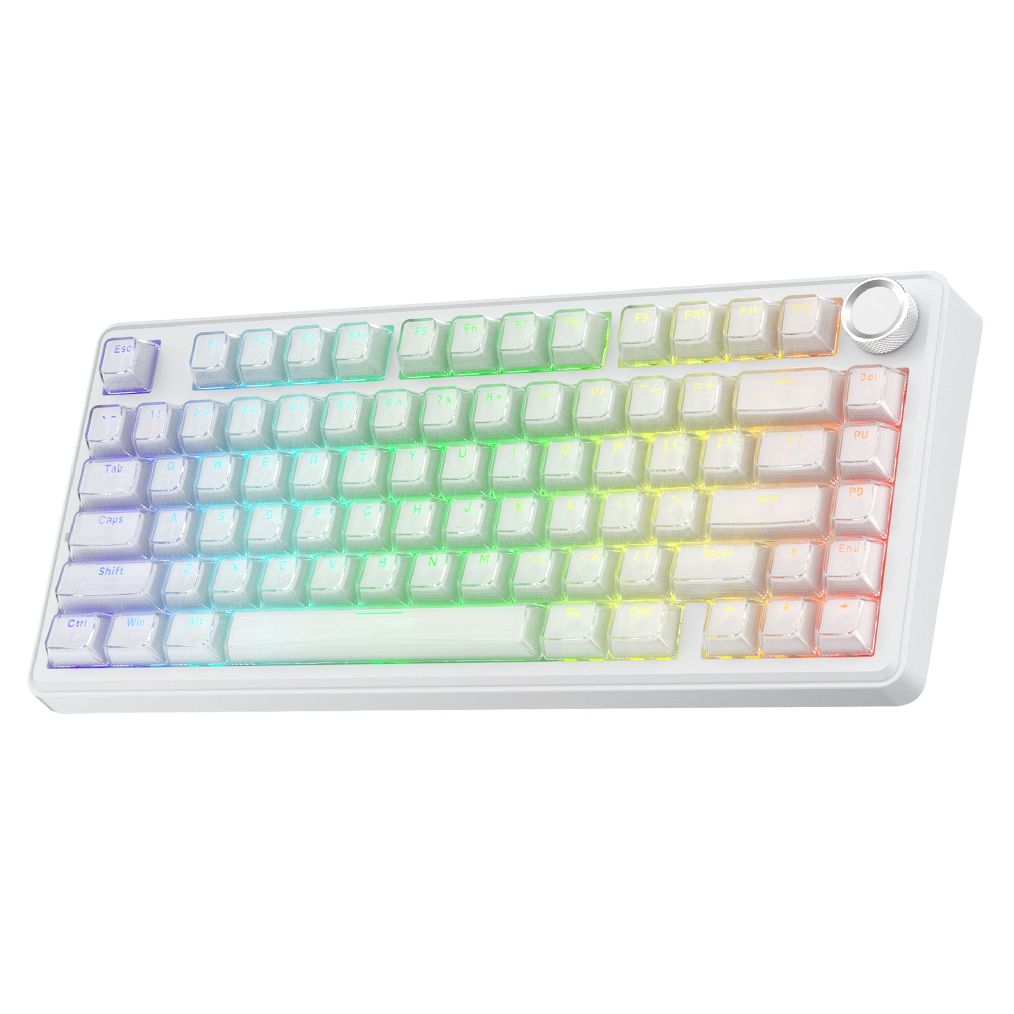 SOLAKAKA A75 Wireless Mechanical Keyboard 75% Gasket Hot-Swap RGB Knob White