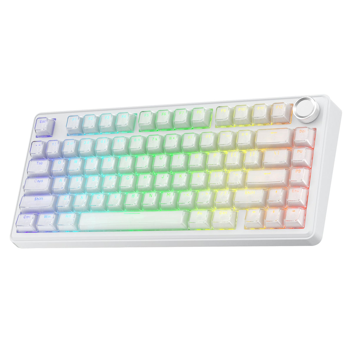 SOLAKAKA A75 Wireless Mechanical Keyboard 75% Gasket Hot-Swap RGB Knob White
