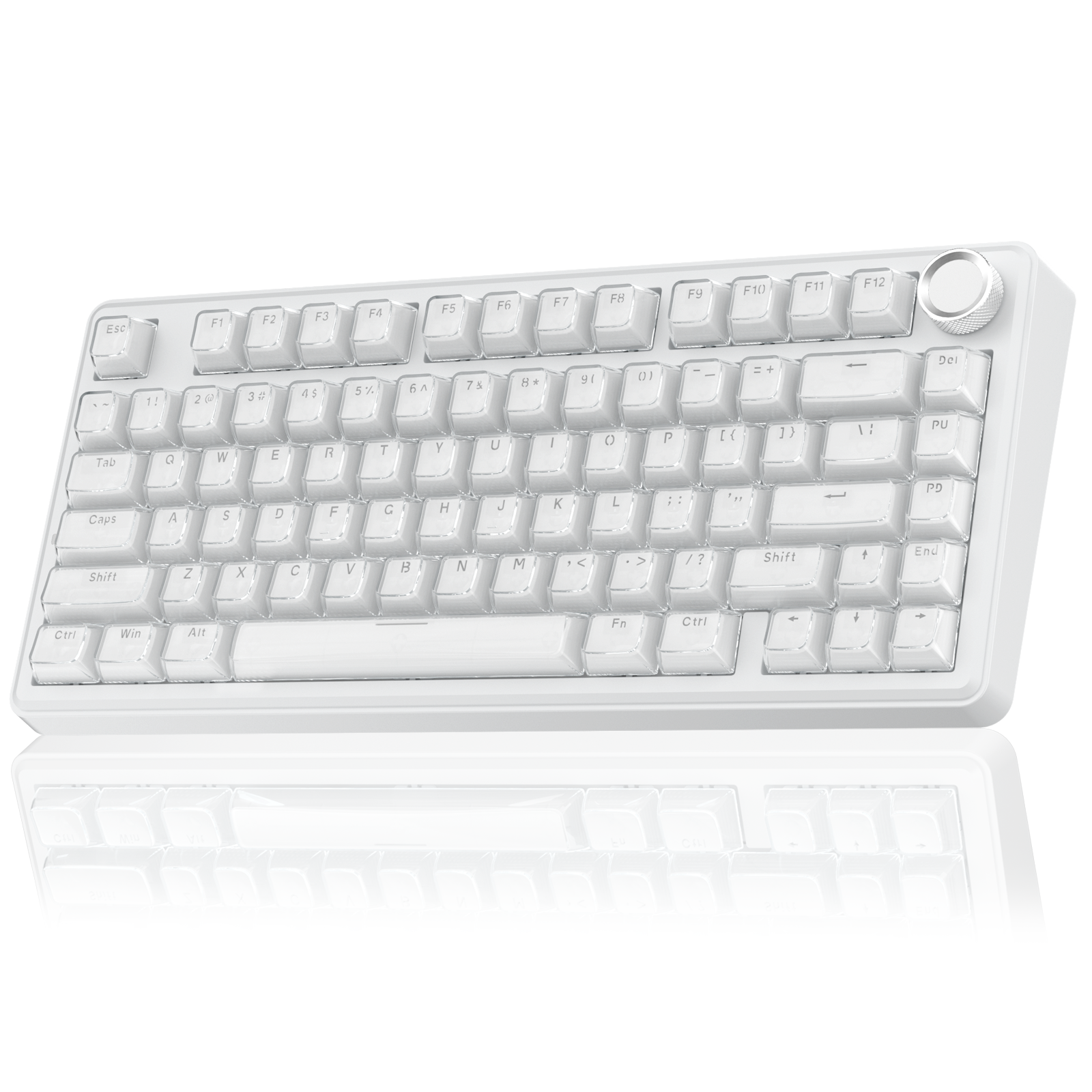 SOLAKAKA A75 Wireless Mechanical Keyboard 75% Gasket Hot-Swap RGB Knob White