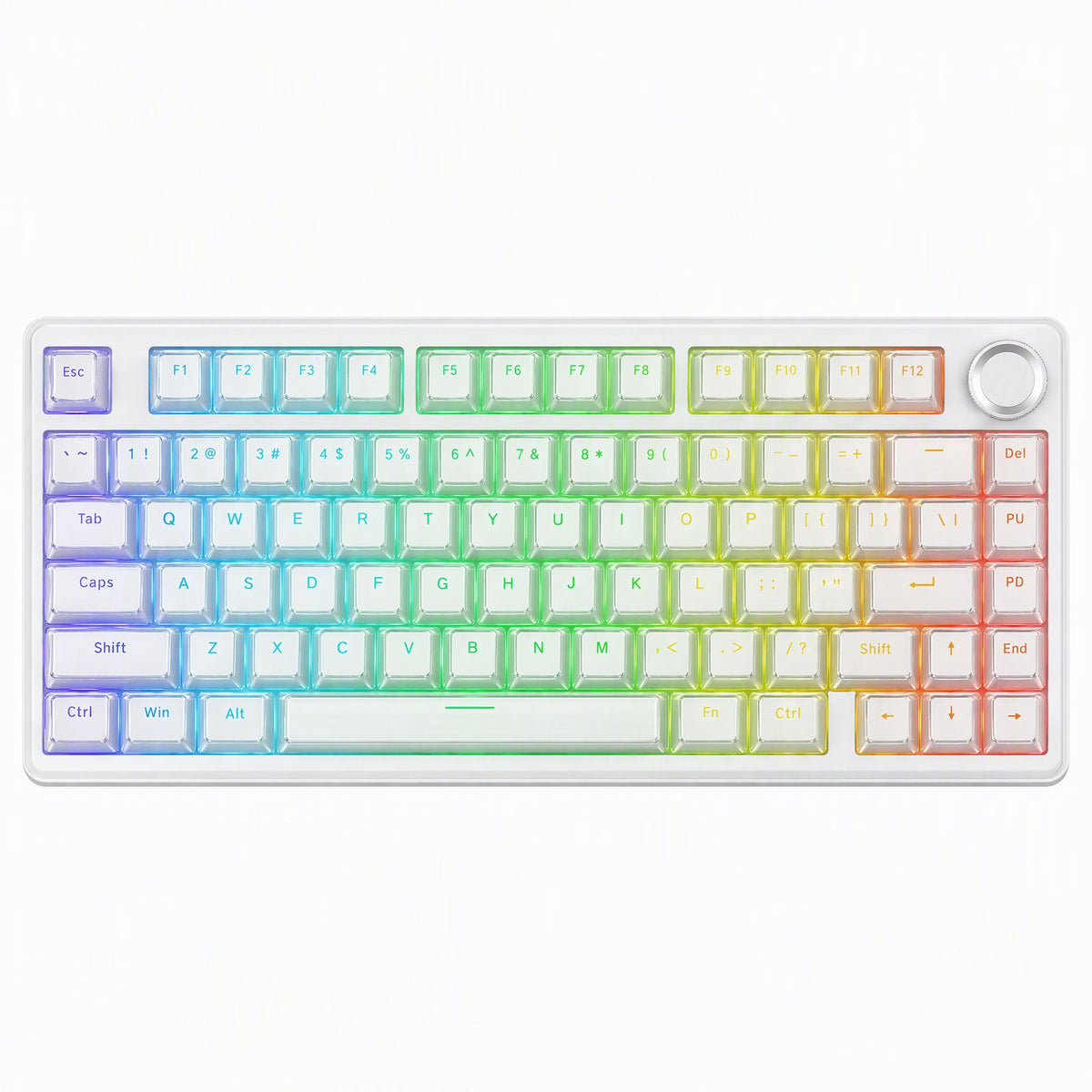 SOLAKAKA A75 Wireless Mechanical Keyboard 75% Gasket Hot-Swap RGB Knob White