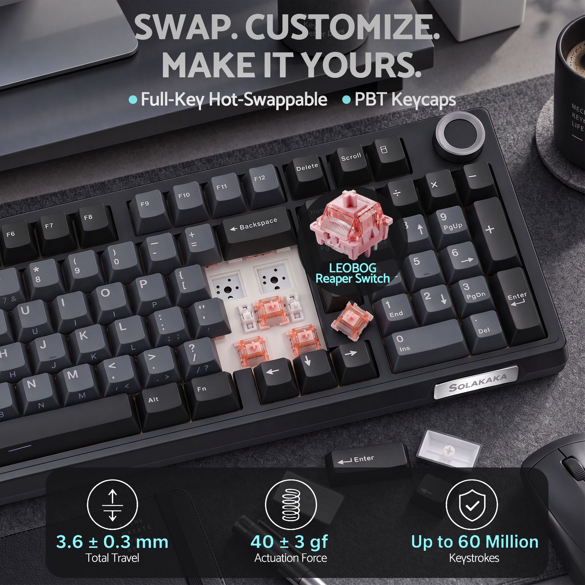 SOLAKAKA Ki99 Pro Wireless Mechanical Keyboard 99 Key Gasket Hot-Swap RGB Blue