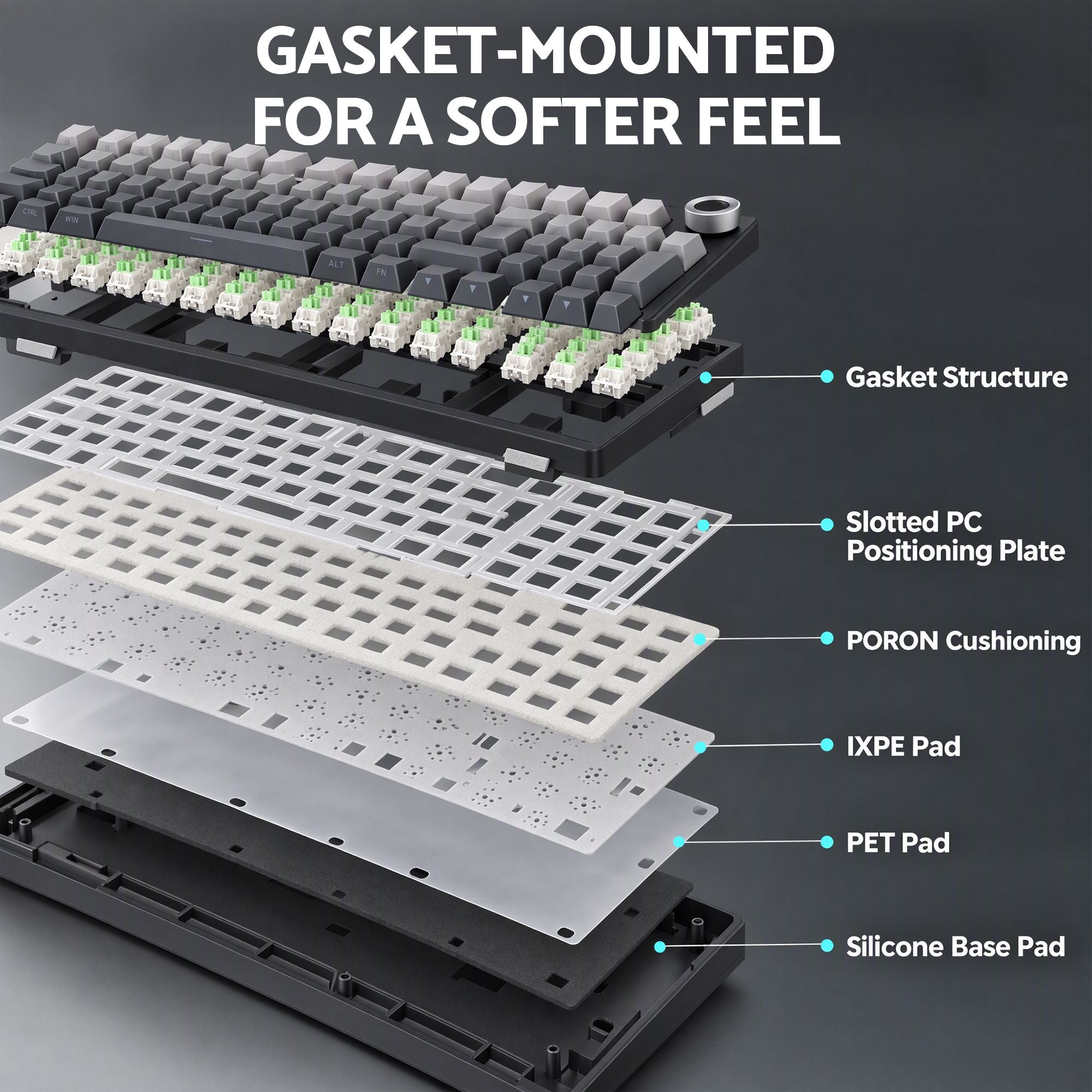 SOLAKAKA Ki99 Pro Wireless Mechanical Keyboard 99 Key Gasket Hot-Swap RGB Grey