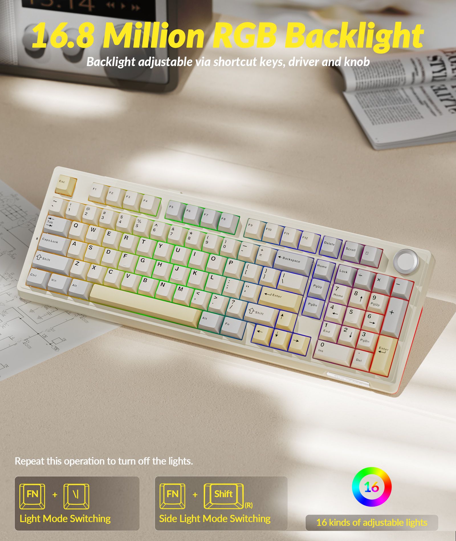 SOLAKAKA Ki99 Pro Wireless Mechanical Keyboard 99 Key Gasket Hot-Swap RGB Orange