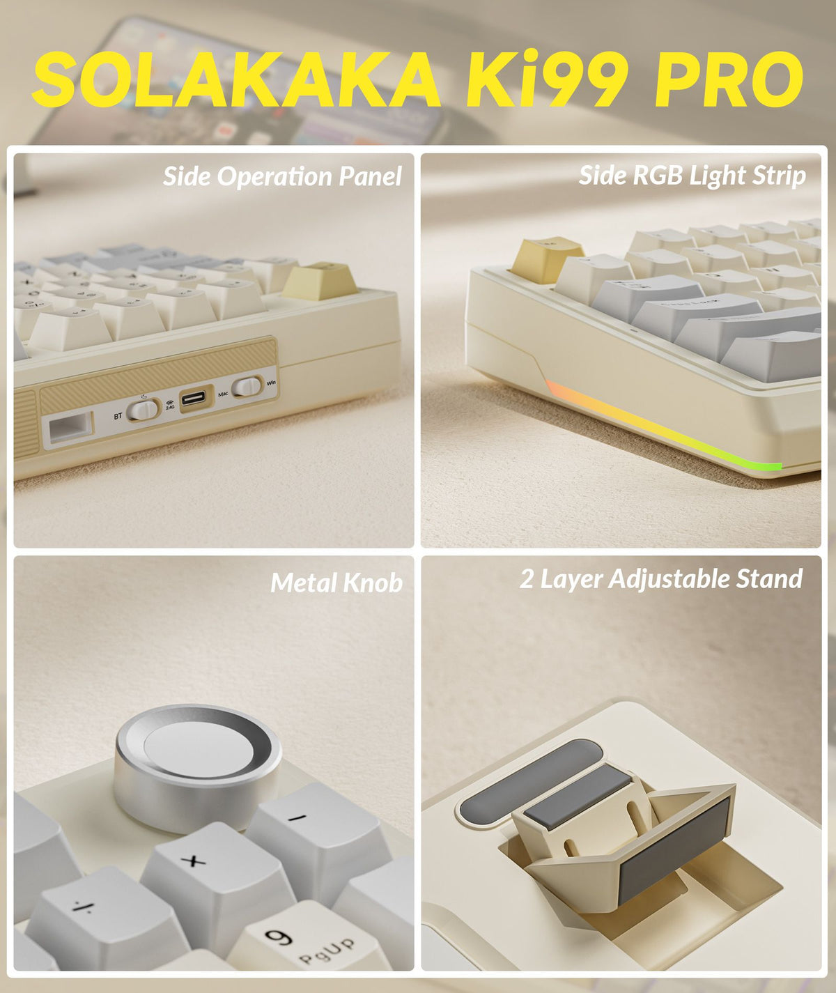 SOLAKAKA Ki99 Pro Wireless Mechanical Keyboard 99 Key Gasket Hot-Swap RGB Orange