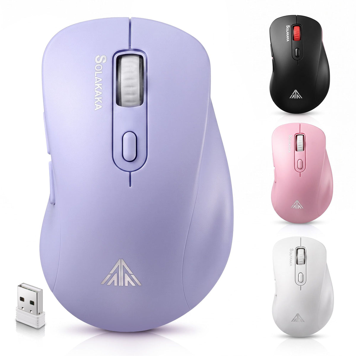 SOLAKAKA SM66 Silent Wireless Mouse Bluetooth 2.4GHz Multi-Device 4200DPI Purple
