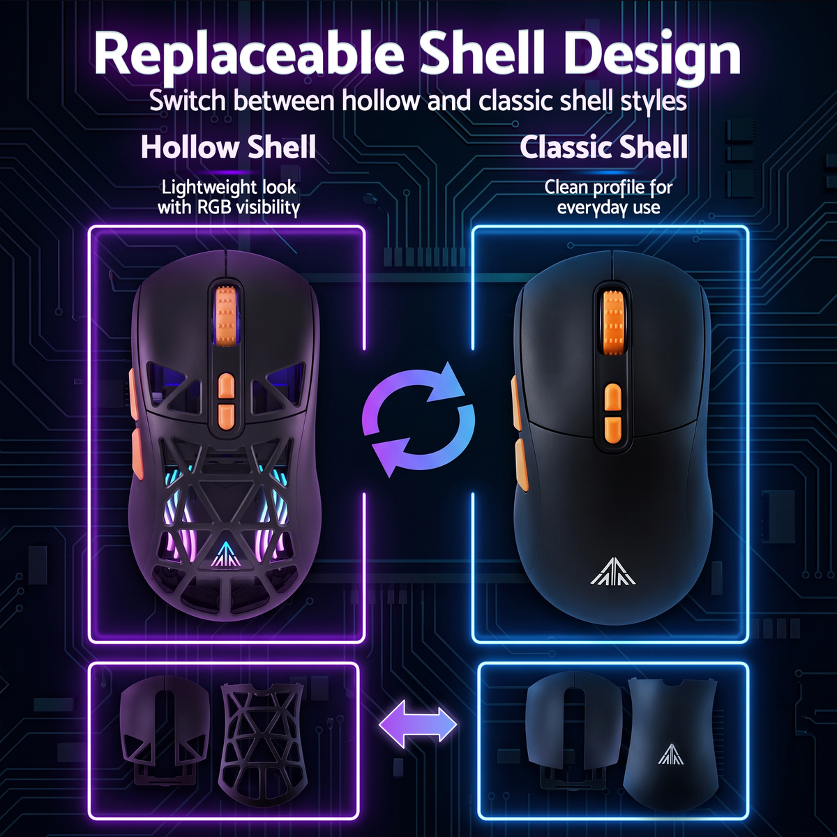 SOLAKAKA SM802 Pro Wireless Gaming Mouse Tri-Mode RGB 24000 DPI Hot-Swap Black