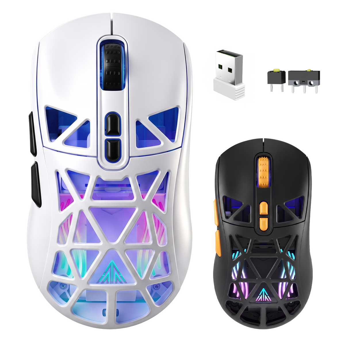 SOLAKAKA SM802 Pro Wireless Gaming Mouse Tri-Mode RGB 24000 DPI Hot-Swap White